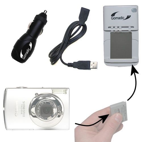 Lithium Battery Fast Charger compatible with the Canon Digital IXUS 860 IS