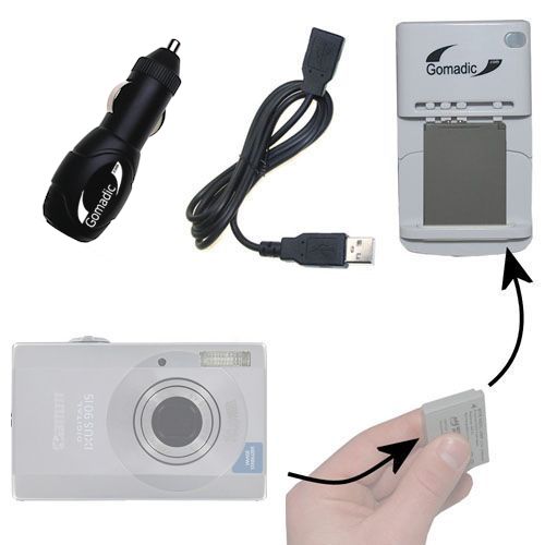 Lithium Battery Fast Charger compatible with the Canon Digital IXUS 90 IS