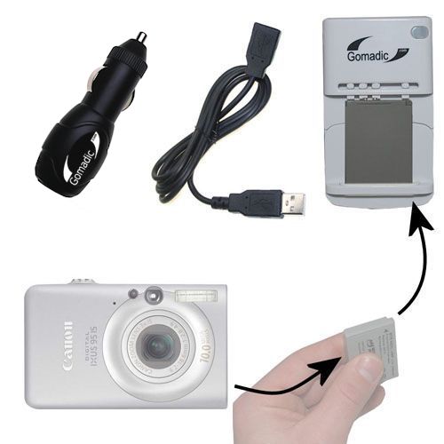 Lithium Battery Fast Charger compatible with the Canon Digital IXUS 95 IS