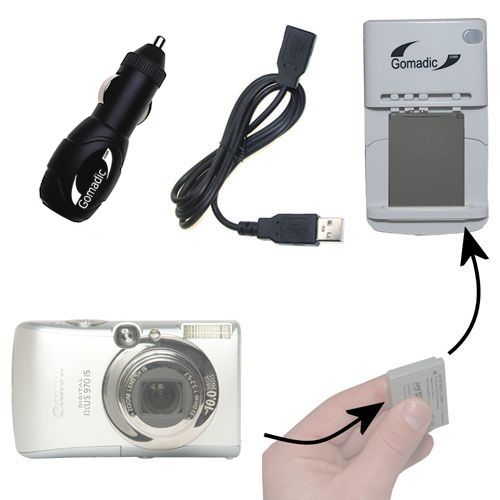 Lithium Battery Fast Charger compatible with the Canon Digital IXUS 970 IS