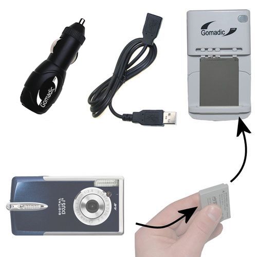 Gomadic Portable External Battery Charging Kit suitable for the Canon Digital IXUS i5   Includes Wall; Car and USB Charge Options