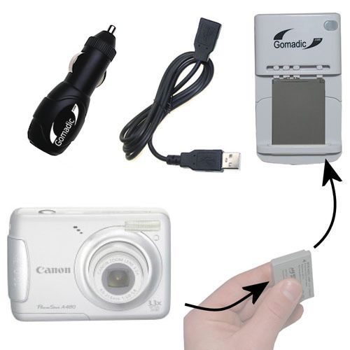 Lithium Battery Fast Charger compatible with the Canon PowerShot A480