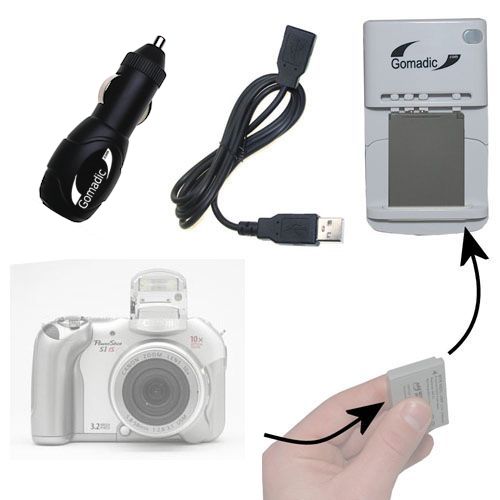 Lithium Battery Fast Charger compatible with the Canon Powershot S1 IS