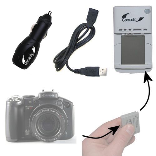 Lithium Battery Fast Charger compatible with the Canon Powershot S5 IS