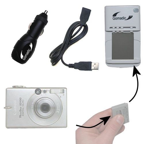 Lithium Battery Fast Charger compatible with the Canon Powershot SD100