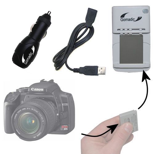 Gomadic Portable External Battery Charging Kit suitable for the Canon Powershot SD400   Includes Wall; Car and USB Charge Options