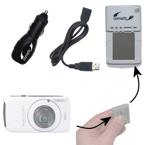 Lithium Battery Fast Charger compatible with the Canon Powershot SD4000 IS