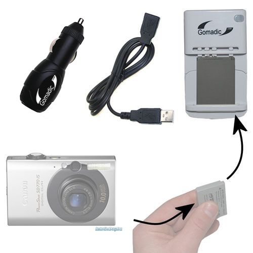 Lithium Battery Fast Charger compatible with the Canon Powershot SD770 IS