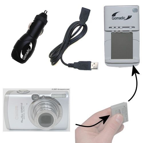 Lithium Battery Fast Charger compatible with the Canon Powershot SD850 IS
