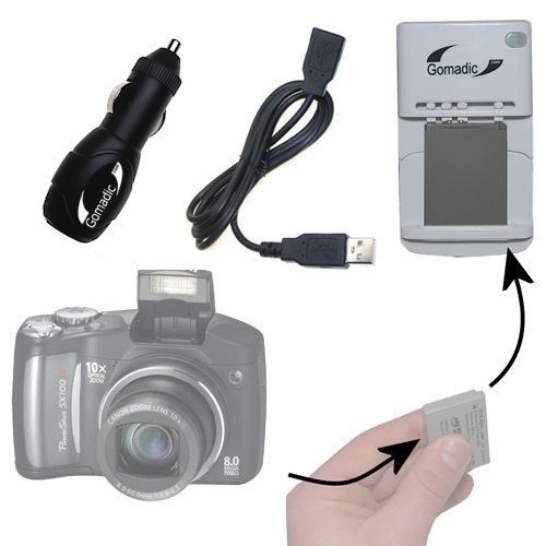 klif beneden toewijding Gomadic Portable External Battery Charging Kit suitable for the Canon PowerShot  SX100 IS Includes Wall; Car and USB Charge Options