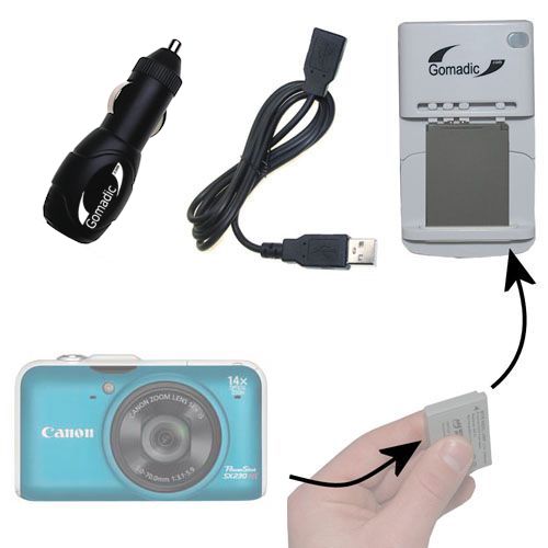 Lithium Battery Fast Charger compatible with the Canon Powershot SX230 HS