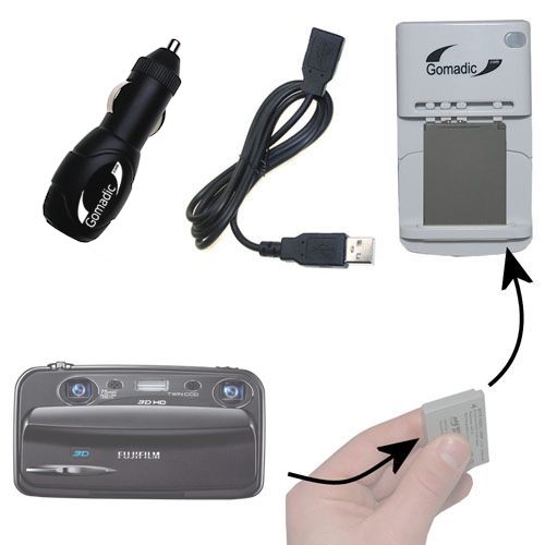 Lithium Battery Fast Charger compatible with the Fujifilm FinePix Real 3D W3