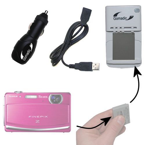 elk insluiten Nodig hebben Gomadic Portable External Battery Charging Kit suitable for the Fujifilm FinePix  Z90 Includes Wall; Car and USB Charge Options