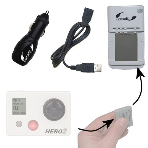 Lithium Battery Fast Charger compatible with the GoPro Hero 2