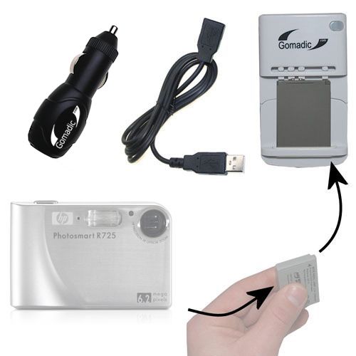 Lithium Battery Fast Charger compatible with the HP PhotoSmart R725