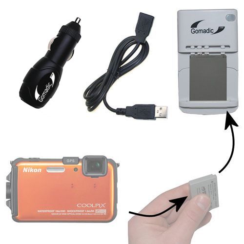 Lithium Battery Fast Charger compatible with the Nikon Coolpix AW100