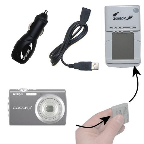 Lithium Battery Fast Charger compatible with the Nikon Coolpix D5000