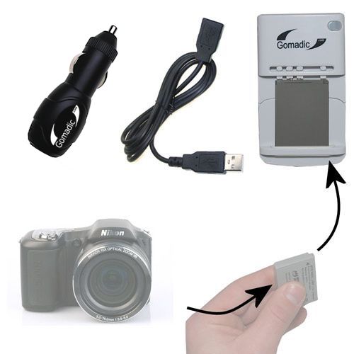 Lithium Battery Fast Charger compatible with the Nikon Coolpix L100