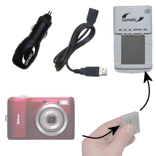 Lithium Battery Fast Charger compatible with the Nikon Coolpix L20