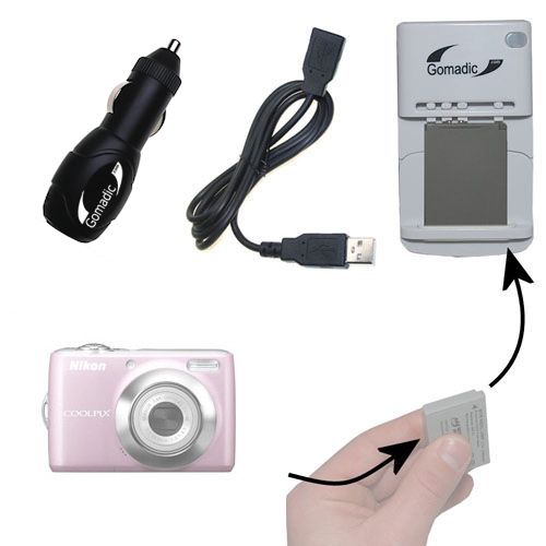 Lithium Battery Fast Charger compatible with the Nikon Coolpix L21