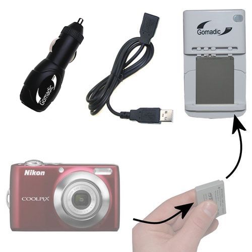 Lithium Battery Fast Charger compatible with the Nikon Coolpix L22