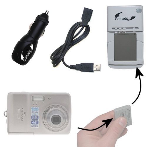 Lithium Battery Fast Charger compatible with the Nikon Coolpix L6