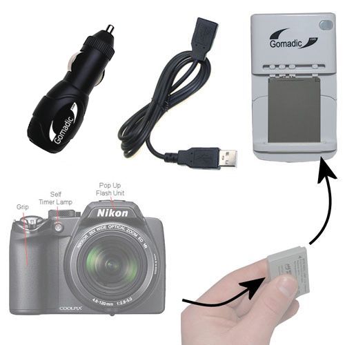 Lithium Battery Fast Charger compatible with the Nikon Coolpix P100