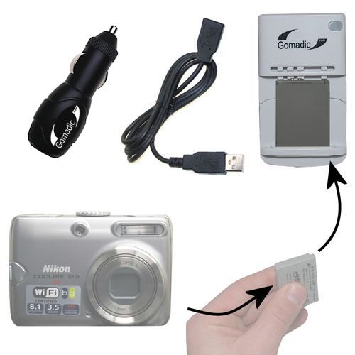 Lithium Battery Fast Charger compatible with the Nikon Coolpix P3