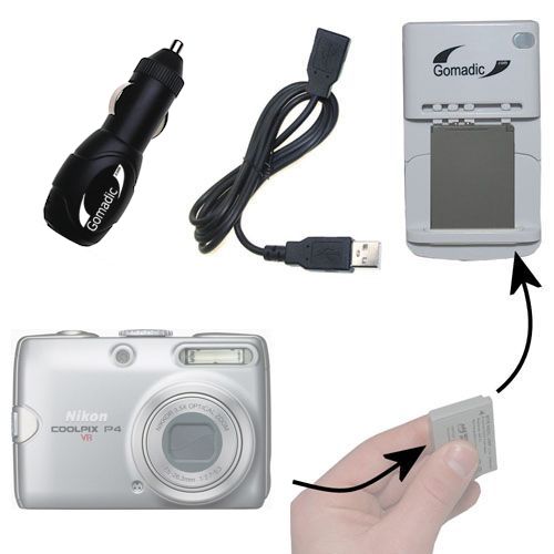 Lithium Battery Fast Charger compatible with the Nikon Coolpix P4