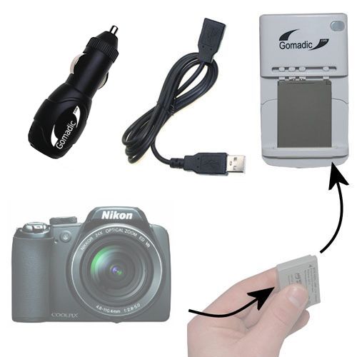 Lithium Battery Fast Charger compatible with the Nikon Coolpix P90