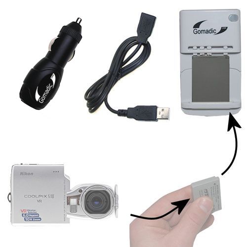 Lithium Battery Fast Charger compatible with the Nikon Coolpix S10