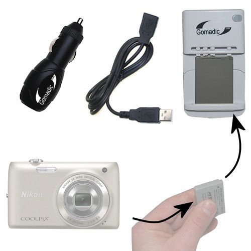 Lithium Battery Fast Charger compatible with the Nikon Coolpix S4100