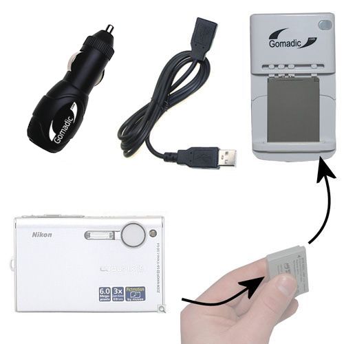 Lithium Battery Fast Charger compatible with the Nikon Coolpix S5