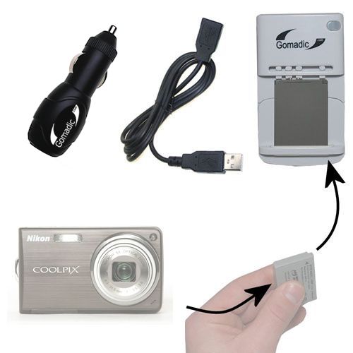 Lithium Battery Fast Charger compatible with the Nikon Coolpix S550