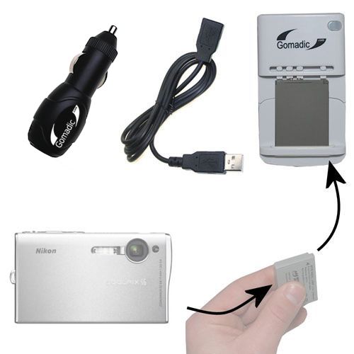 Lithium Battery Fast Charger compatible with the Nikon Coolpix S6