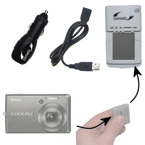 Lithium Battery Fast Charger compatible with the Nikon Coolpix S600