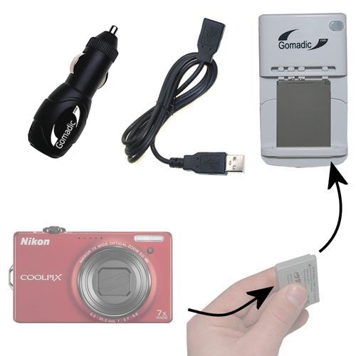 Lithium Battery Fast Charger compatible with the Nikon Coolpix S6000