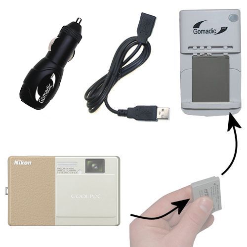 Lithium Battery Fast Charger compatible with the Nikon Coolpix S70