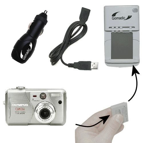 Lithium Battery Fast Charger compatible with the Olympus C-50 Zoom