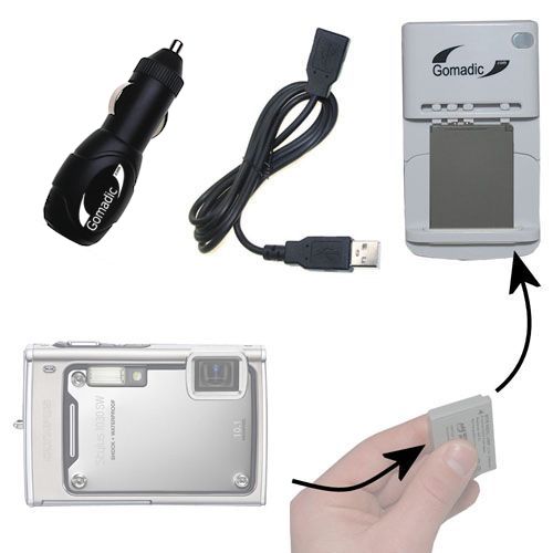Lithium Battery Fast Charger compatible with the Olympus Stylus 1030 SW