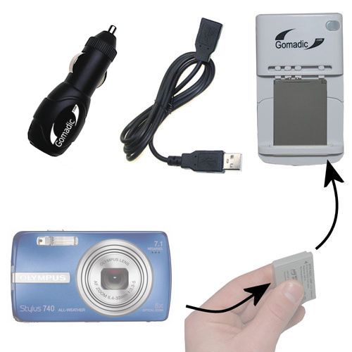 Lithium Battery Fast Charger compatible with the Olympus Stylus 740