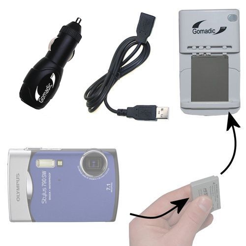 Lithium Battery Fast Charger compatible with the Olympus Stylus 790 SW