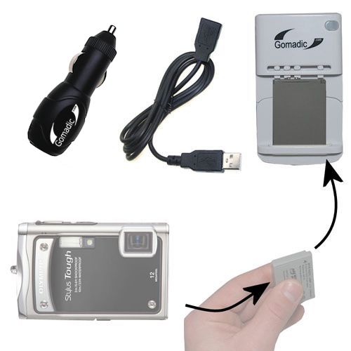 Lithium Battery Fast Charger compatible with the Olympus STYLUS TOUGH 8000