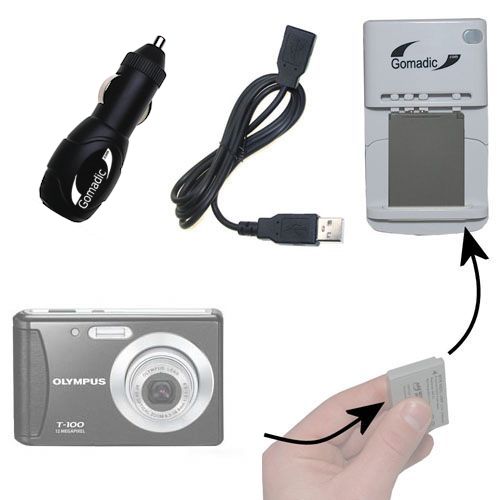 Lithium Battery Fast Charger compatible with the Olympus T-100 Digital Camera