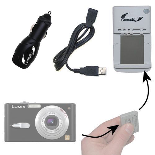 Lithium Battery Fast Charger compatible with the Panasonic Lumix DMC-FX3