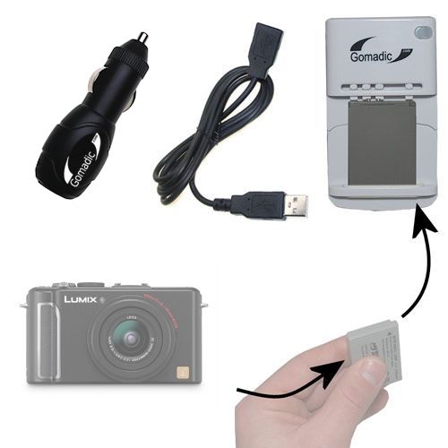 Lithium Battery Fast Charger compatible with the Panasonic Lumix DMC-LX3