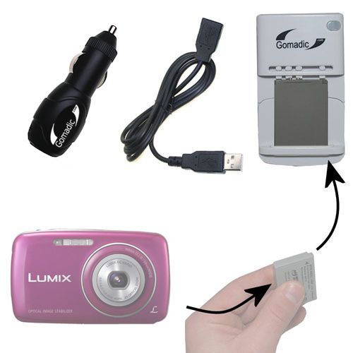 Lithium Battery Fast Charger compatible with the Panasonic Lumix DMC-S3