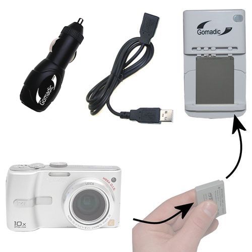 Discriminerend aantrekken programma Gomadic Portable External Battery Charging Kit suitable for the Panasonic  Lumix DMC-TZ1 Includes Wall; Car and USB Charge Options