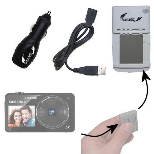 Gomadic Portable External Battery Charging Kit suitable for the Samsung ST700   Includes Wall; Car and USB Charge Options