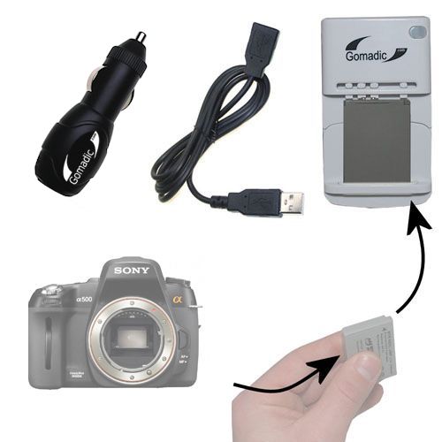 Lithium Battery Fast Charger compatible with the Sony Alpha DSLR-A500